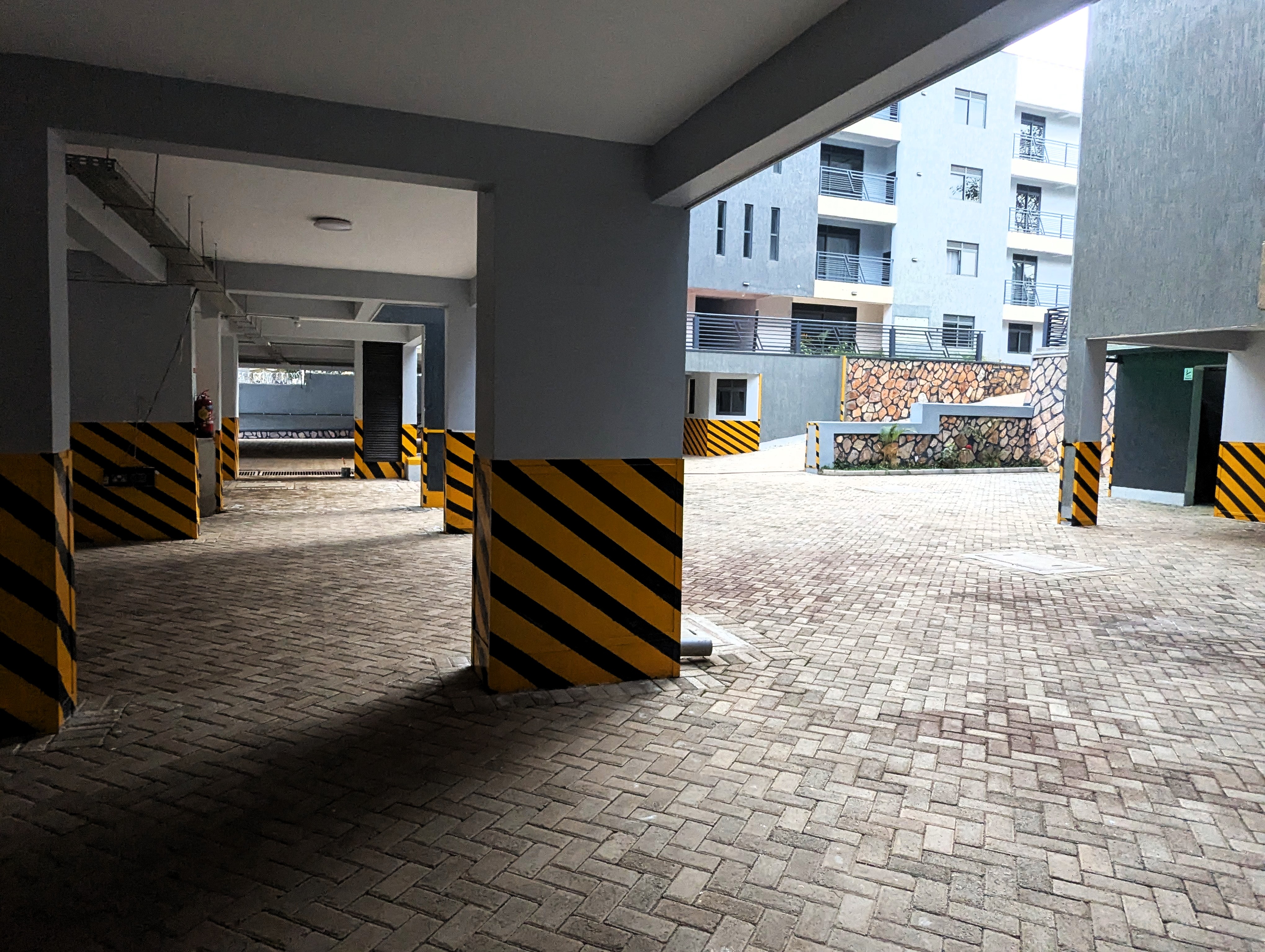 Safe entry and parking area with security monitoring